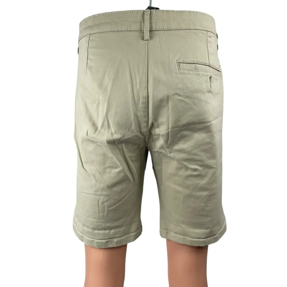 Topman Men's Cream Beige High Rise Slim Fit Straight Leg Chino Khaki Shorts 36